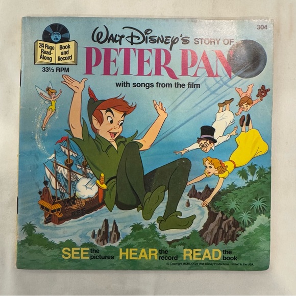 Vintage Disney Books with Records included; Cinderella Peter Pan Mary Poppins - Picture 9 of 14